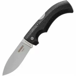 Gerber Knives Gerber 6064 Gator Knives Lockback Folding Pocket Drop Point Knife With Alligator Hide Textured Black Kraton Handles