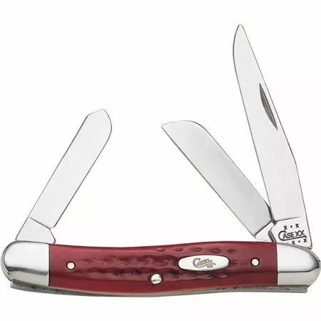 Case XX Knives Case 786 Medium Stockman Folding Pocket Knife With Red Jigged Bone Handle