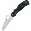 Spyderco Knives Spyderco 45SBK Rescue 79Mm Mariner Style Blade Lockback Folding Pocket Knife With Black Nylon Resin Handles