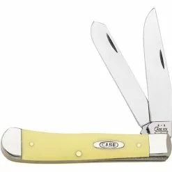 Case XX Knives Case 161 Trapper Folding Pocket Knife With Smooth Yellow Synthetic Handle