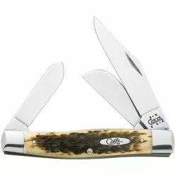 Case XX Knives Case 204 Jumbo Stockman Folding Pocket Knife With Amber Bone Handle