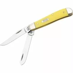 Case XX Knives Case 80029 Mini Trapper Folding Pocket Knife With Yellow Synthetic Handle