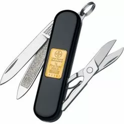 Swiss Army Knives Swiss Army 0620387X1 Classic Gold Ingot Army Folding Knife With Inlaid One Gram Gold