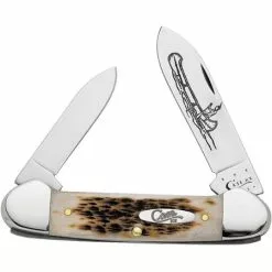 Case XX Knives Case 263 Canoe Folding Pocket Knife With Amber Jigged Bone Handle
