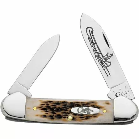 Case XX Knives Case 263 Canoe Folding Pocket Knife With Amber Jigged Bone Handle