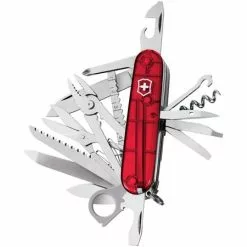 Swiss Army Knives Swiss Army 16795TX1 Swiss Champ Folding Pocket Knife With Ruby Translucent Handle