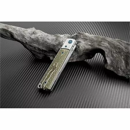 Artisan Knives Artisan 1802GDGN Classic Linerlock Damascus Steel Drop Point Blade Knife With Green G10 Handle - Image 2