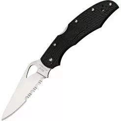 Byrd Brand Knives Byrd 03PSBK2 Cara Cara 2 Part Serrated Blade Lockback Folding Pocket Clip Point Knife With Black Frn Handles