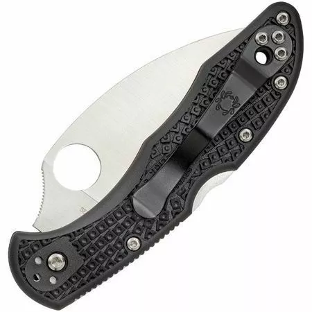 Spyderco Knives Spyderco 11FPWCBK Delica Plain Wharncliffe Blade Knife With Black Bi-Directional Texture FRN Handle - Image 2