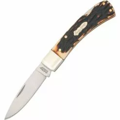 Schrade Knives Schrade 5UH Uncle Henry Bruin Lockback Folding Pocket Drop Point Knife With Delrin Stag Handles
