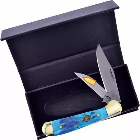 Frost Cutlery & Knives Frost SW104BLPB Steel Warrior Copperhead Folding Knife With Blue Bone Handle - Image 2