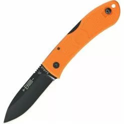 Ka-Bar Knives Ka-bar 4062BO Dozier Folding Hunter Lockback Pocket Drop Point Blade Knife With Orange Checkered Zytel Handles