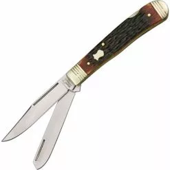 Boker Tree Brand Knives Boker Plus 01BO206 Double Lock Trapper Folding Pocket Knife With Brown Bone Handle