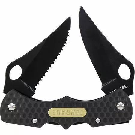 Schrade Knives Schrade 005DLB Double Clip Black Finish Blade Lockback Folding Pocket Knife With Black Plastic Handle - Image 2