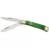 Rough Rider Knives Rough Rider 1056 Stroke Of Luck Trapper Folding Pocket Knife With Green Bone Handle