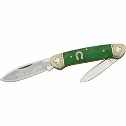 Rough Rider Knives Rough Rider 1062 Stroke Of Luck Canoe Folding Pocket Knife With Green Bone Handle
