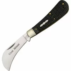 Rough Rider Knives Rough Rider 1143 Coal Miner Hawkbill Folding Pocket Knife With Black Buffalo Horn Handle