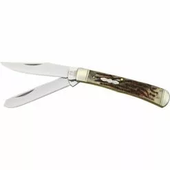 Rough Rider Knives Rough Rider 154 Trapper Folding Pocket Knife With Stag Bone Handle