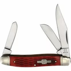 Rough Rider Knives Rough Rider 205 Stockman Folding Pocket Knife With Red Bone Handle