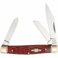 Rough Rider Knives Rough Rider 291 Stockman Folding Pocket Knife With Red Bone Handle