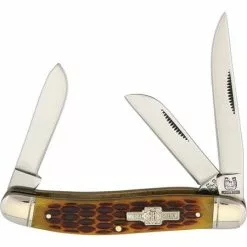 Rough Rider Knives Rough Rider 438 Stockman Amber Knife With Brown Jigged Bone Handle