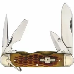 Rough Rider Knives Rough Rider 533 Camp 440 Stainless Knife With Amber Jigged Bone Handle