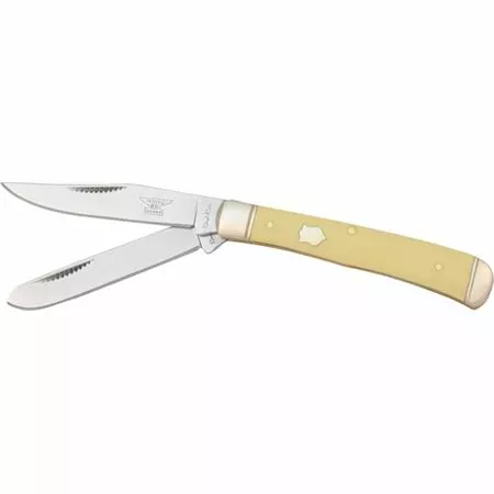 Rough Rider Knives Rough Rider 597 Trapper Folding Pocket Knife With Yellow Synthetic Handle