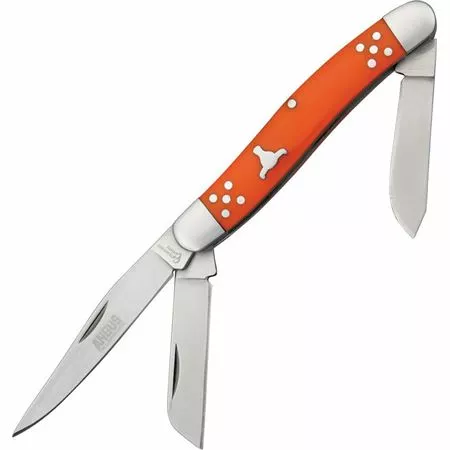 Cattlemans Cutlery Cattlemans 0001OD Brahma Angus Stockman Folding Pocket Knife With Bright Orange Delrin Handle