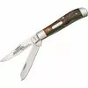 Schrade Knives Imperial Schrade 16T Medium Trapper Folding Pocket Knife With Red And Brown Swirl Celluloid Handle