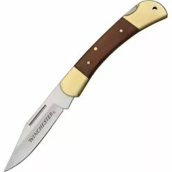 Winchester Knives Winchester G41322 Folding Hunter Lockback Pocket Stainless Clip Blade Knife With Brown Wood Handles