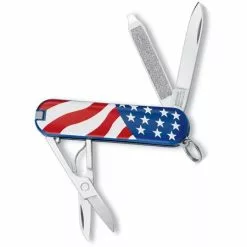 Swiss Army Knives Swiss Army 062232E1X2 Classic US Flag Folding Pocket Knife With US Flag Design Handle
