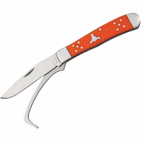Cattlemans Cutlery Cattlemans 0067OD Farrier's Companion Folding Pocket Knife With Orange Delrin Handle