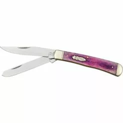 Rough Rider Knives Rough Rider 1254 Trapper Folding Pocket Knife With Purple Bone Handle