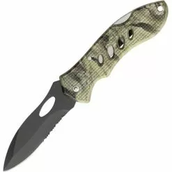 China Made 210871 Forest Series Folder Part Serrated Blade Lockback Pocket Knife