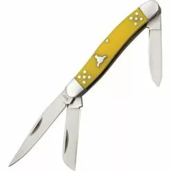 Cattlemans Cutlery Cattlemans 0001YD Brahma Angus Stockman Folding Pocket Knife With Yellow Delrin Handle
