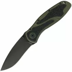 Kershaw Knives Kershaw 1670OLBLK Blur Olive Drab Assisted Opening Drop Point Linerlock Folding Pocket Knife