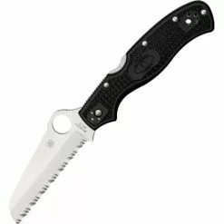Spyderco Knives Spyderco 14SBK3 Rescue 3rd Generation Lockback Folding Pocket Knife With Black Reinforced Nylon Handles