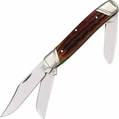 Katz Knives Katz CLSB Stockman Clip Blade Folding Pocket Knife With Brown Jigged Bone Handle