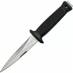 China Made 4235 Mini Dagger Fixed Dagger Satin Finish Blade Knife With Black Textured Rubberized Handle