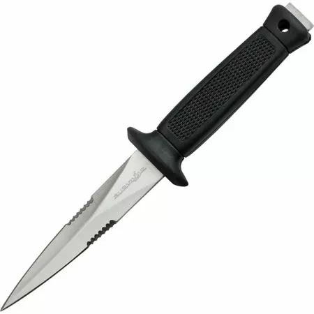 China Made 4235 Mini Dagger Fixed Dagger Satin Finish Blade Knife With Black Textured Rubberized Handle