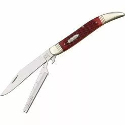 Rough Rider Knives Rough Rider 1401 Fish Knife Stainless Clip Blade With Red Jigged Bone Handle