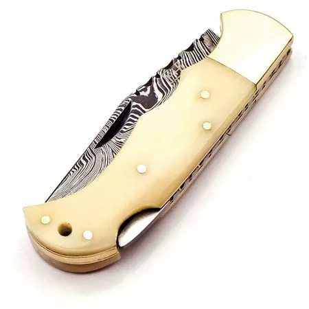 FH Knives FH BNE001 Lockback Damascus Bone - Image 3