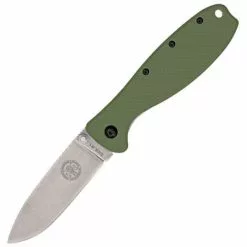 ESEE Knives ESEE KR1OD Zancudo Framelock Folding Pocket Knife With OD Green Glass Front And Stonewash Finish Back Handle