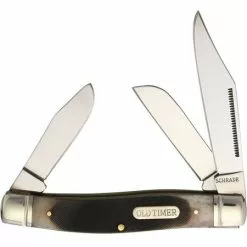 Schrade Knives Schrade 8OTB Old Timer Stockman Stainless Folding Pocket Knife With Brown Sawcut Delrin Handle