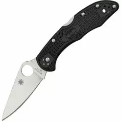 Spyderco Knives Spyderco 11FPBK Delica Flat Ground Lockback Folding Pocket Knife