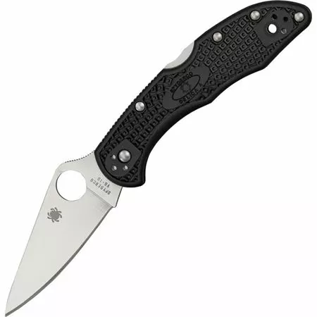 Spyderco Knives Spyderco 11FPBK Delica Flat Ground Lockback Folding Pocket Knife