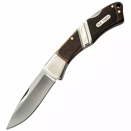 Schrade Knives Schrade H29OT Old Timer Mountain Beaver Sr. Lockback Folding Pocket Knife With Checkered Brown Wood Handles