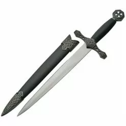 China Made 211166 Celtic Stainless Dagger Fixed Blade Knife With Black Metal Handle