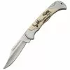 China Made 211163DE Deer Lockback Folding Pocket Knife With Smooth White Synthetic Handles