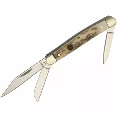 Hen & Rooster Knives Hen & Rooster 303DS Small Stockman Folding Pocket Knife With Genuine Deer Stag Handle